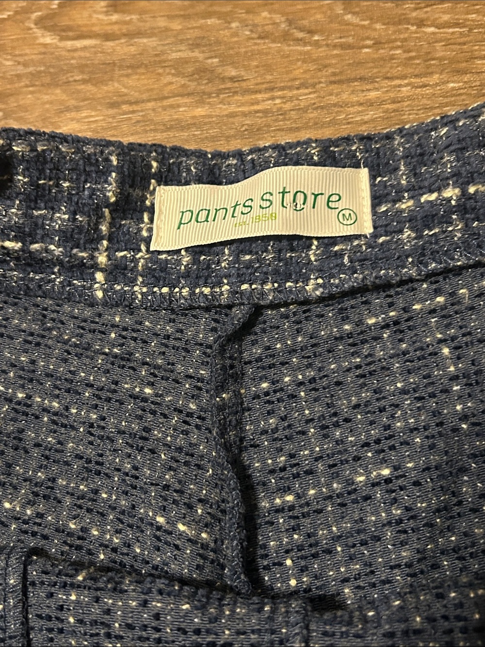 High-Waist Navy & White Tweed Women's Shorts The Pants Store Vintage Size Medium - Picture 5 of 7